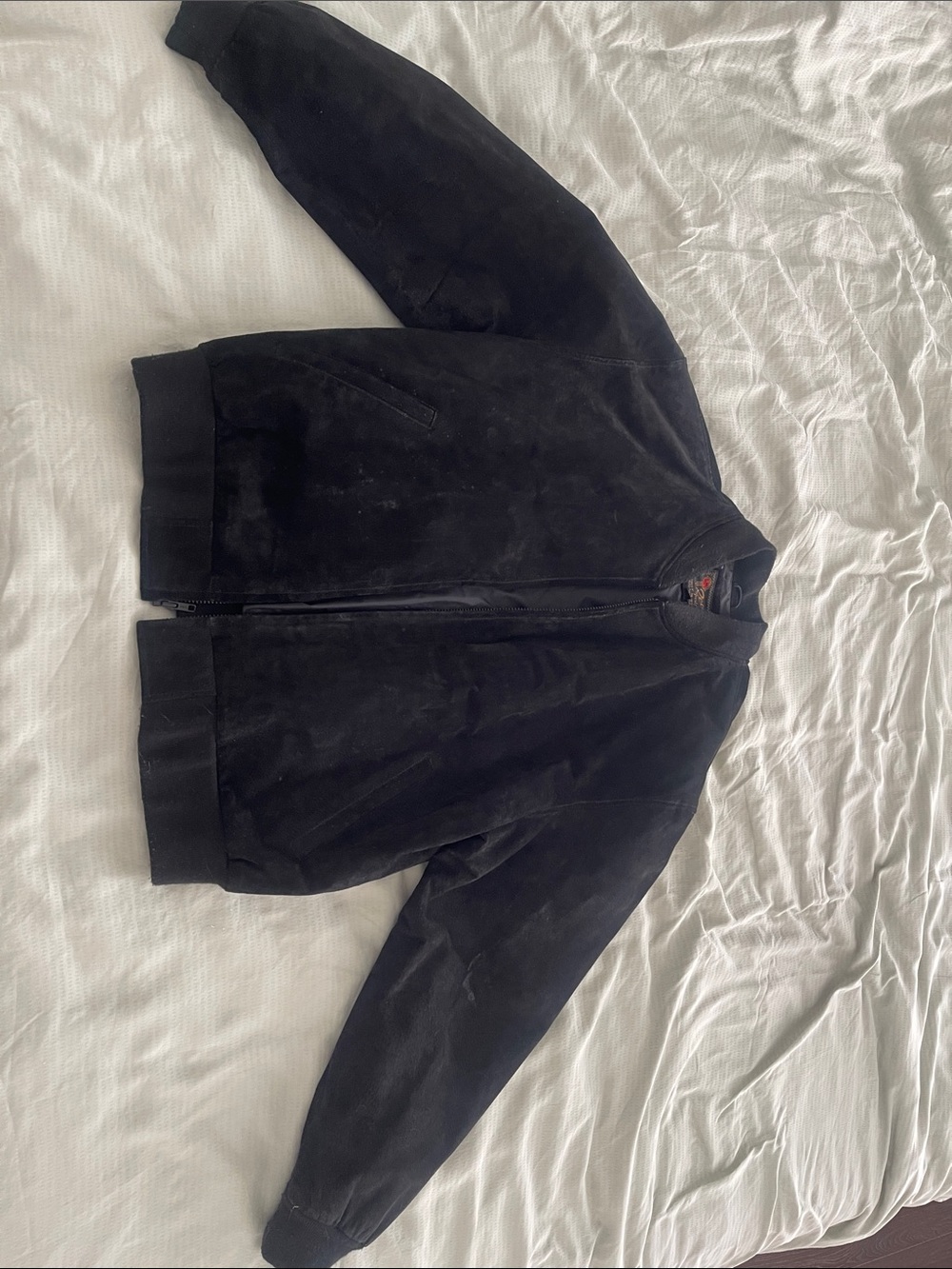 Black Suede Bomber Jacket - Unbranded
